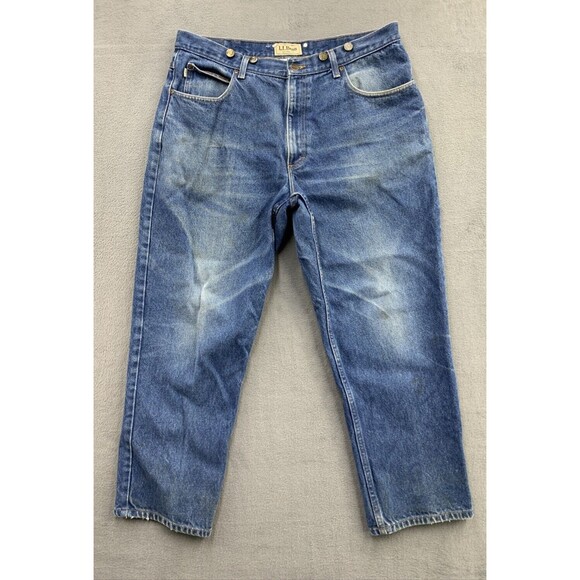 LL Bean Other - LL Bean Natural Fit Denim Jeans Men's Size 38X29 Distressed Suspender Buttons